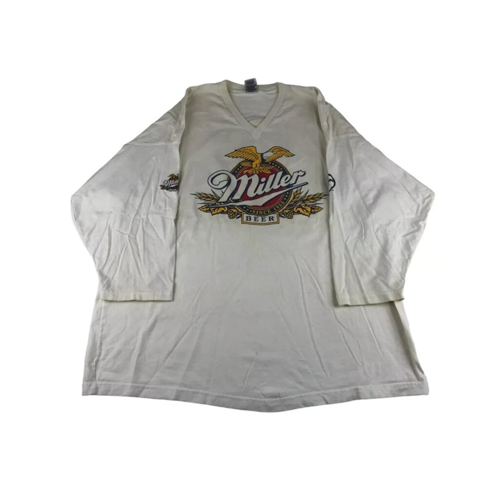 Fruit of the Loom Mens White‎ Graphic Print V Neck Pullover T-Shirt Size XL/XXL
